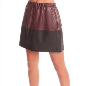 Vince Colorblock Leather Skirt